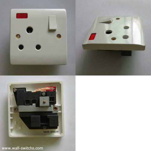 15A switched shuttered  socket (power plug)with neon
