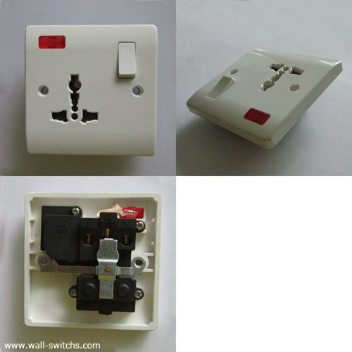 one gang 13A multifunction swtiched （plug socket） with neon