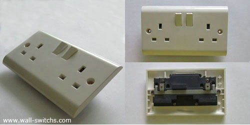Double 13A switched shuttered socket