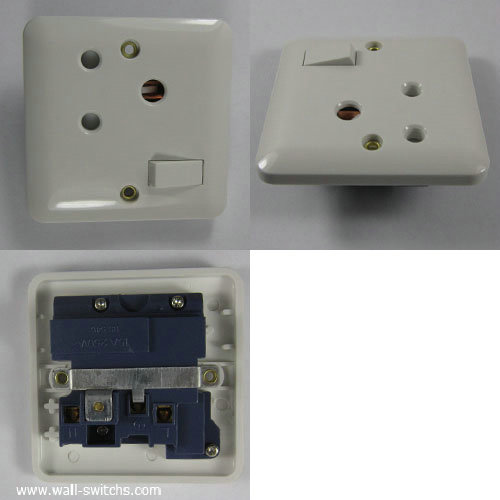 one gang 15A 3pin switched  shuttered socket