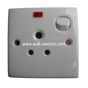one gang 15A  shuttered  socket+one gang switch with neon