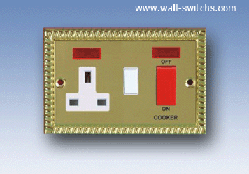 13A-3pin shuttered socket with neon + 45 A switch with neon