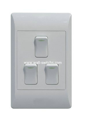 3 GANG 1WAY south Africa switch wall switch white vertical face PC cover made in China