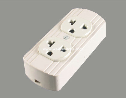 South American two gang ivory bakelite plastic socket