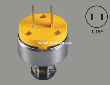 V75 South America American 15A/125V plug yellow 2 pole plug copper parts conductive wenzhou China export costa rica