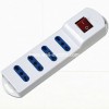 J403:3G1.0MM2*1.5M 16A plug PC four gang socket with red switch neon