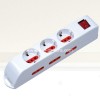 J408:3G1.0MM2*1.5M 16A extension PC three gang with red neon switch and overload made in China Italy style