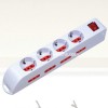 J409:3G1.0MM2*1.5M 16A extension PC four gang socket with switch neon and load made in China