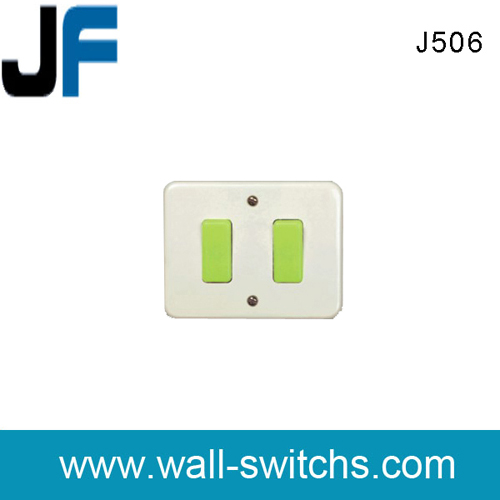 J506 2 gang 1 way switch(flourescent button) noctilucent switch 