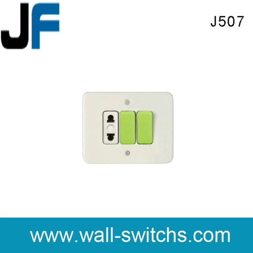 J507 2 gang  switch 2 pin socket(flourescent button) noctilucent switch socket