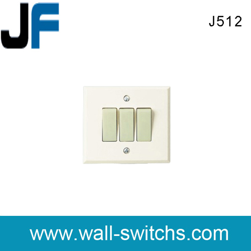 J512 3 gang 1 way switch(Flourescent button) electrical switch