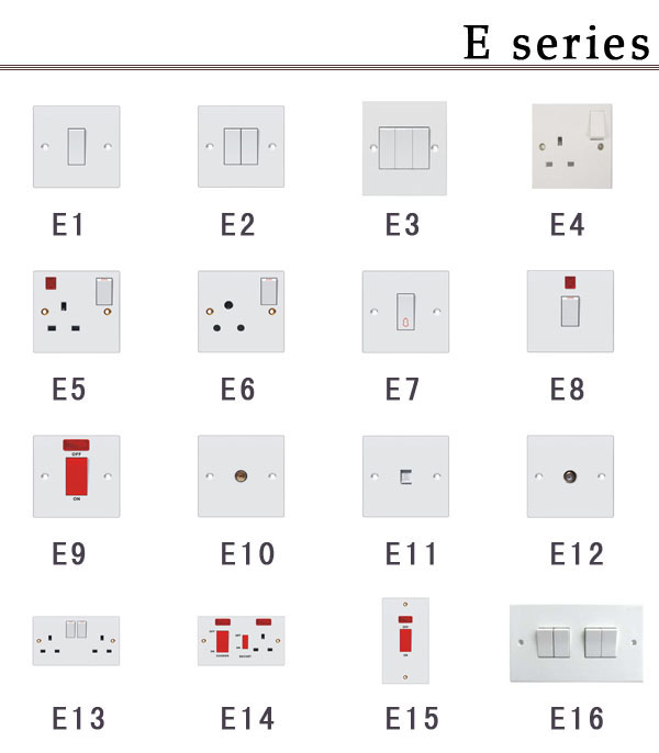 E series: British standard wall switches and sockets made in China
