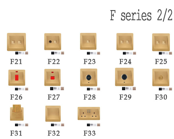 F series: British standard wall switches and sockets made in China