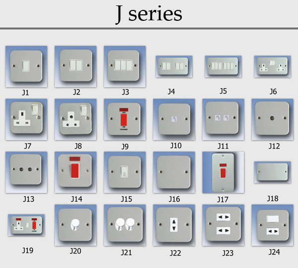J series :British standard wall switches and sockets made in China 