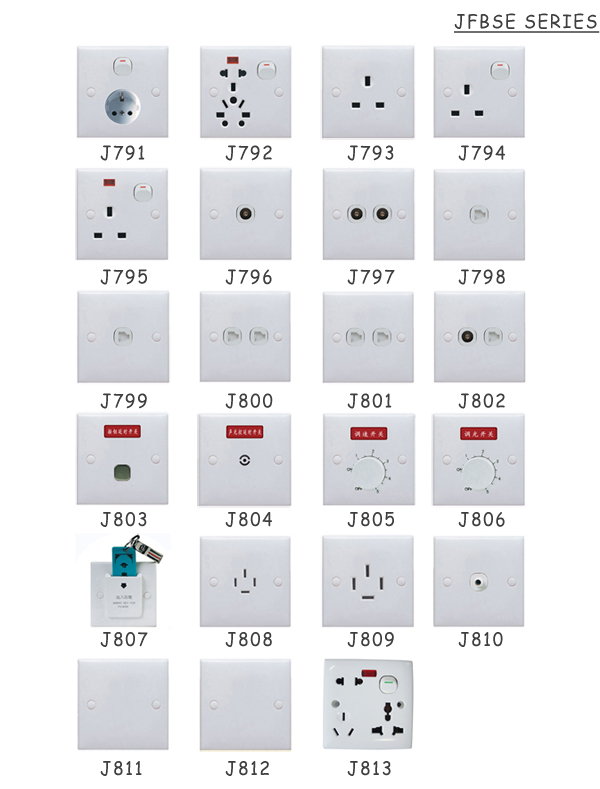 JFBSE series: British standard wall switches and sockets made in China