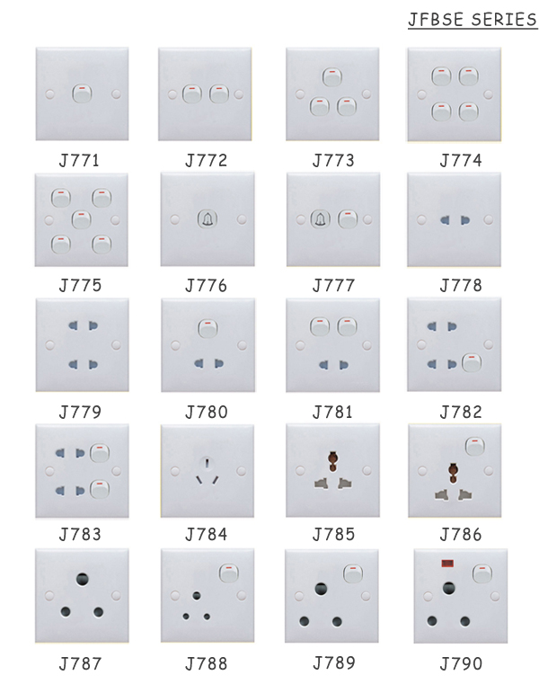 JFBSE series: British standard wall switches and sockets made in China