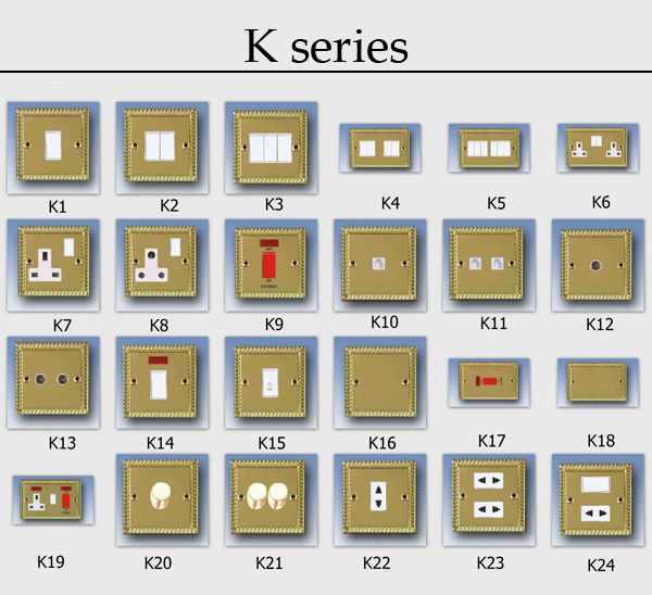 K series: British standard wall switches and sockets made in China