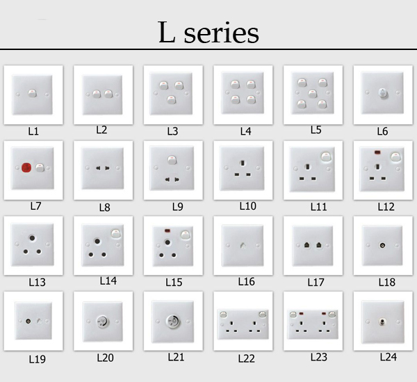 L series :British standard wall switches and sockets made in China