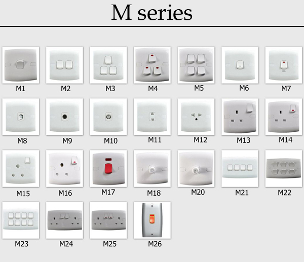 M series :British standard wall switches and sockets made in China