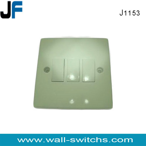 J1153 white colour Nepal bakelite 3 gang switch