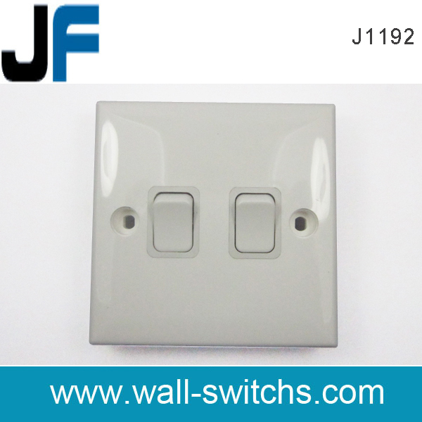 J1192 two gang switch Mauritius PC white colour 2 gang wall switch