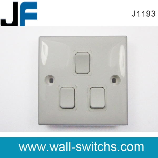 J1193 three gang switch Mozambique PC white colour 10a switch