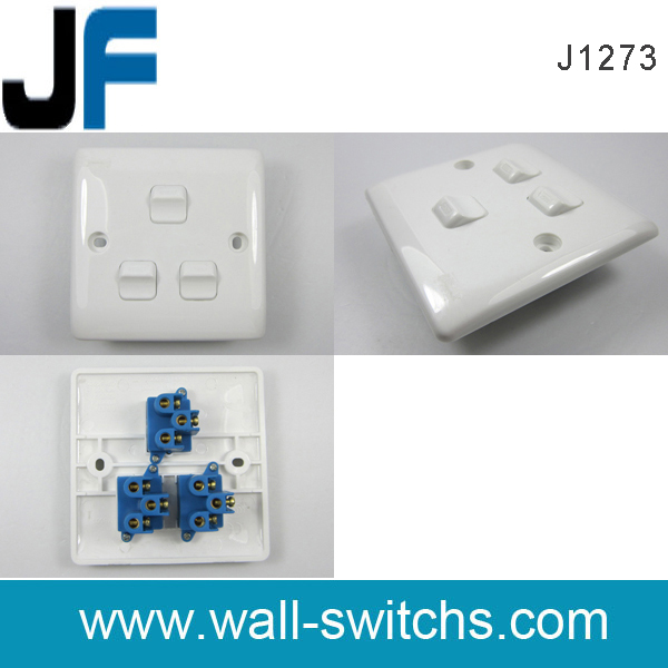 J1273 3gang switch white colour Brunei PC 3 gang 2 way light switch