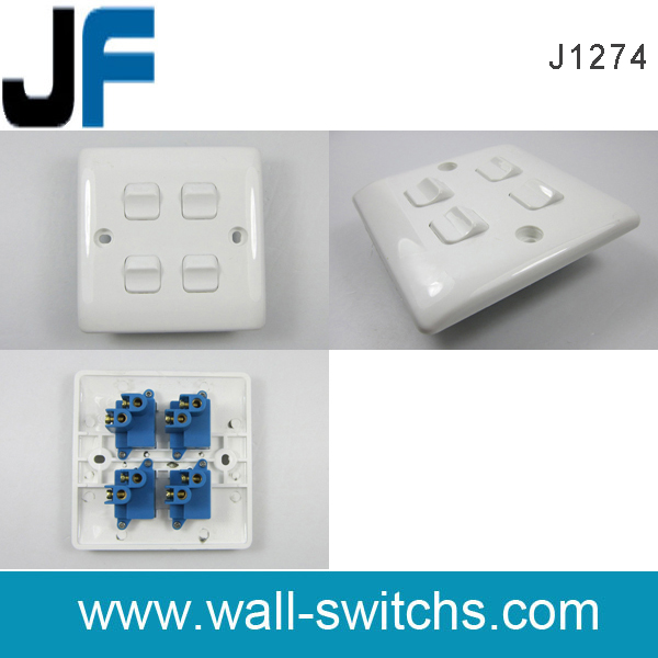 J1274 4gang switch white colour Sudan PC 4 gang wall switch