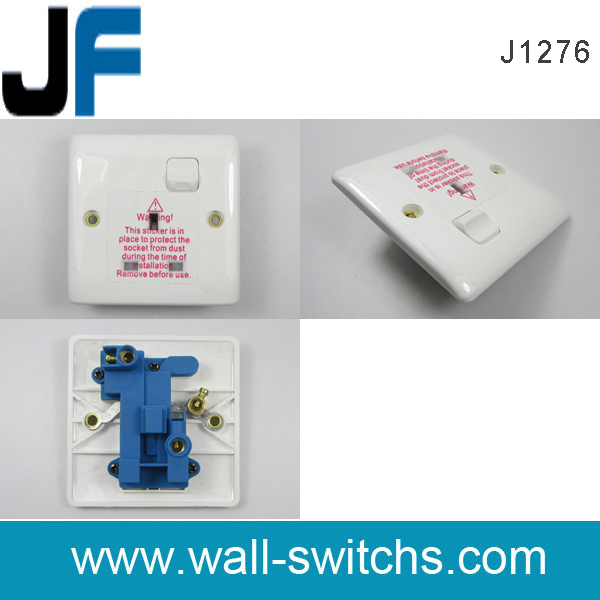 J1276 3pin socket+switch with neon white colour Yemen PC 13a 1 gang switched socket